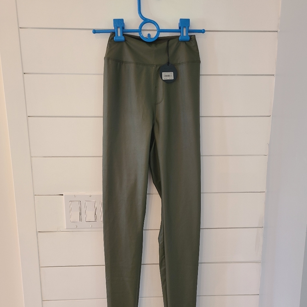Aerie Olive Green "Leather" Leggings